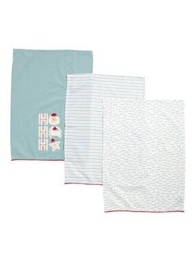 Set/3 Ho Ho Ho Coastal Embroidered Kitchen Towels, NEW